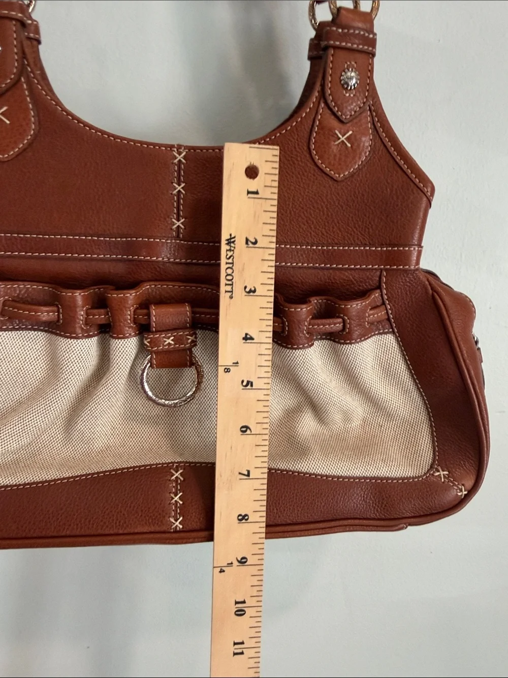 Brighton Brown & Cream Chain-Trim Shoulder Bag